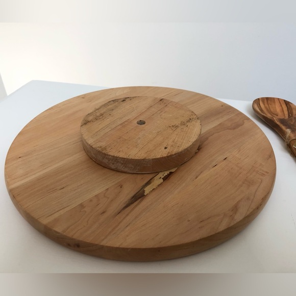 Vintage Wood Lazy Susan & NWT Trader Joe’s Spoon - Picture 6 of 8